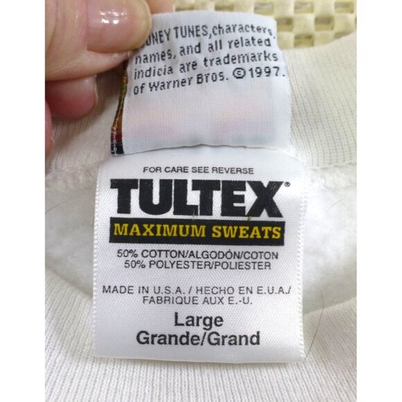 Vintage 1997 Looney Tunes Taz Im Lucky Sweatshirt St. Patricks Day Large White - Picture 4 of 12